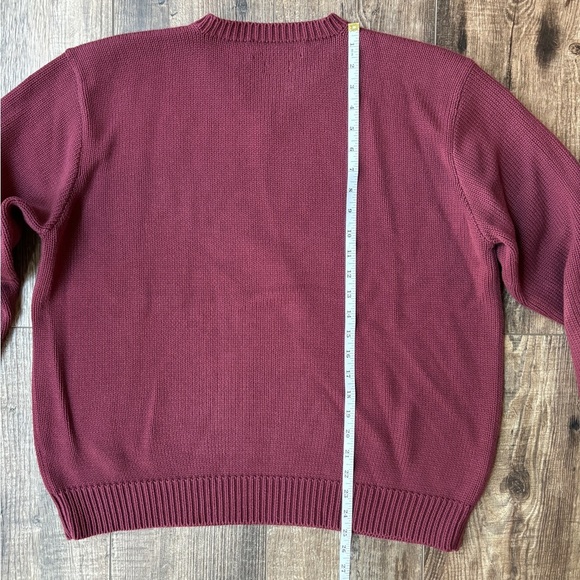 Polo Ralph Lauren V-Neck Burgandy Sweater 100% Cotton Men's Size L - Picture 11 of 12